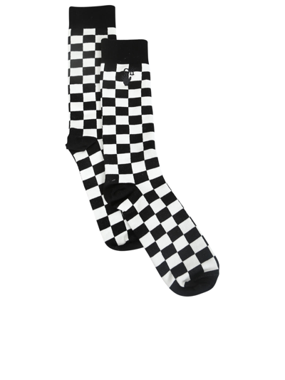 Shop Off-white Checkerboard Print Socks In White
