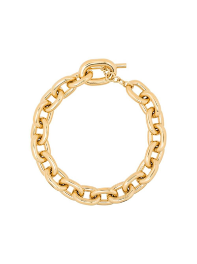 Shop Rabanne Paco  Womans Gold-colored Aluminum Chain Necklace In Metallic