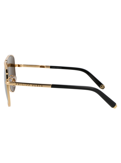 Shop Philipp Plein Plein Power Skull Sunglasses In 400g Gold
