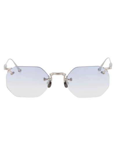 Shop Matsuda M3104-b Sunglasses In Pw Palladium White Cafe Blue Gradient