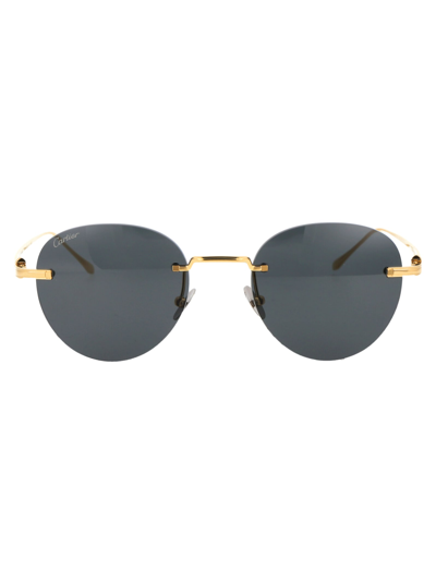Shop Cartier Ct0331s Sunglasses In 002 Gold Gold Grey
