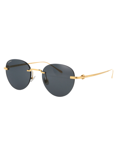 Shop Cartier Ct0331s Sunglasses In 002 Gold Gold Grey