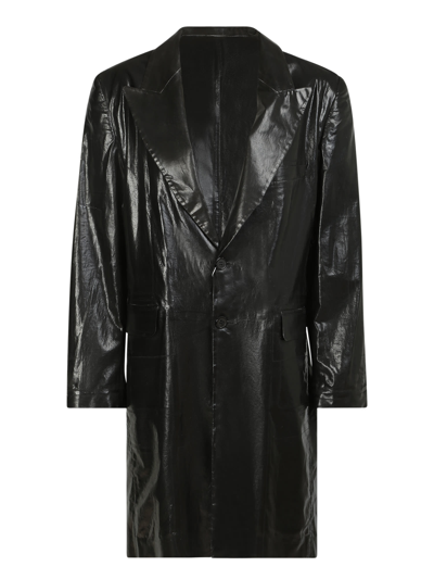 Shop Mm6 Maison Margiela Leather Jacket In Black