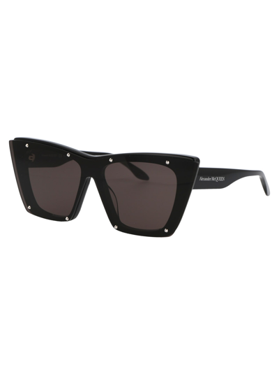 Shop Alexander Mcqueen Am0361s Sunglasses In 005 Black Black Grey