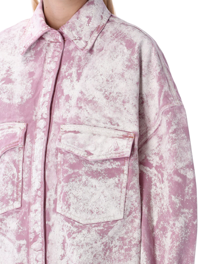 Shop Attico Oversized Shirt Jacket In Pink