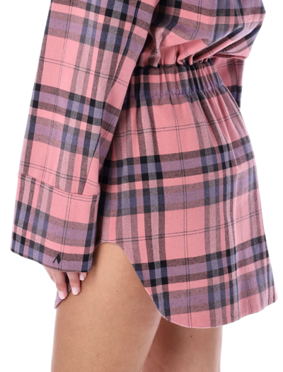Shop Attico Check Pattern Mini Dress In Multicolor Pink