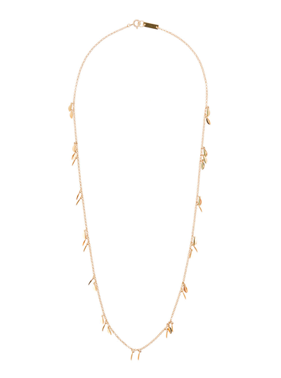 Shop Isabel Marant Womans Golden Metal Long Necklace With Leaves Detail In Metallic