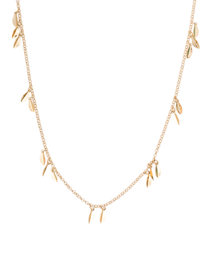 Shop Isabel Marant Womans Golden Metal Long Necklace With Leaves Detail In Metallic