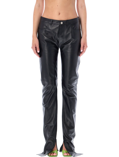 Shop Attico Leather Pants In Black