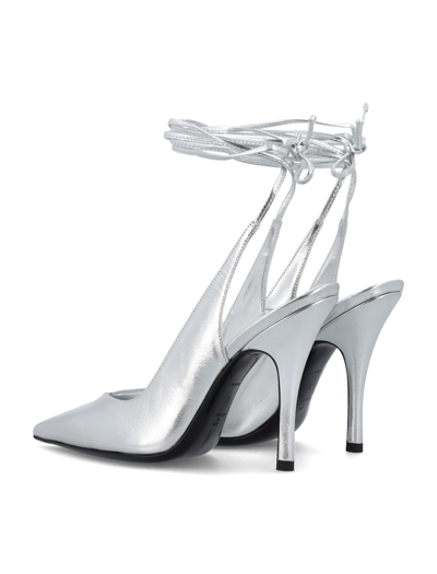 Attico 105mm Venus Metallic Leather Pumps In Silver