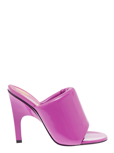 Shop Attico The  Womans Pink Leather Rem Mules