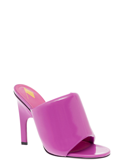 Shop Attico The  Womans Pink Leather Rem Mules