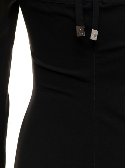 Shop Attico The  Woman's 'greta'  Black Cotton  Midi Dress And Cut Out Details