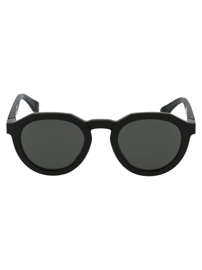 Shop Mykita Mmraw007 Sunglasses In 802 Raw Black Havana Skyblue Solid