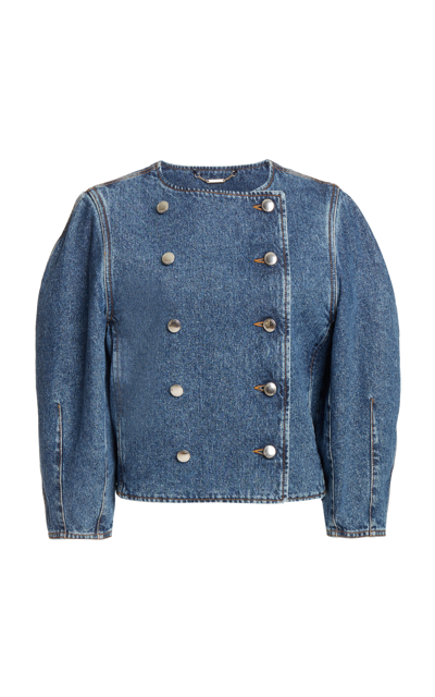Shop Chloé Cotton-hemp Denim Jacket In Blue
