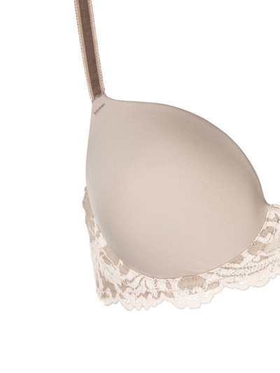 Shop Wacoal Lace-detail Bra In Neutrals