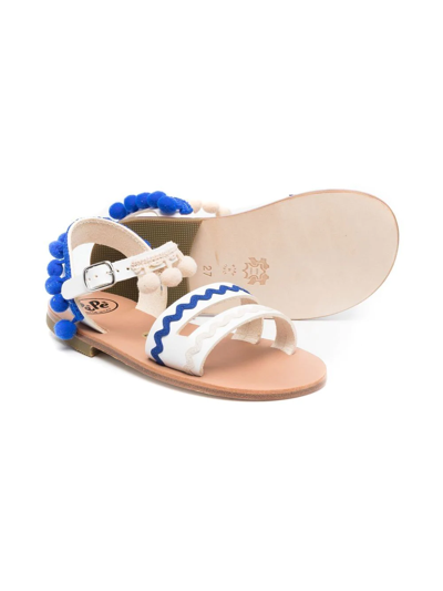 Shop Pèpè Cecilia Pompom Sandals In White