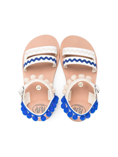 Shop Pèpè Cecilia Pompom Sandals In White