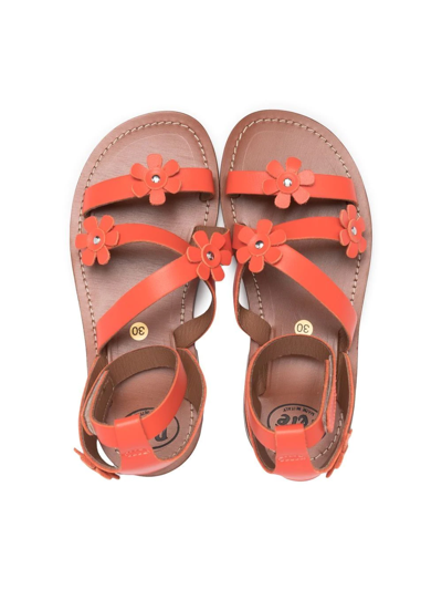 Shop Pèpè Rouge Floral Appliqué Sandals In Orange