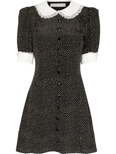 Shop Alessandra Rich Heart-print Silk Dress In Black