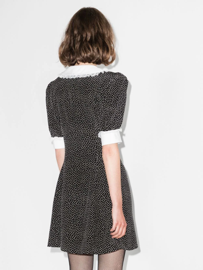 Shop Alessandra Rich Heart-print Silk Dress In Black