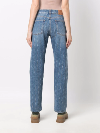Shop Stella Mccartney Rhinestone-embellished Straight-leg Jeans In Blue