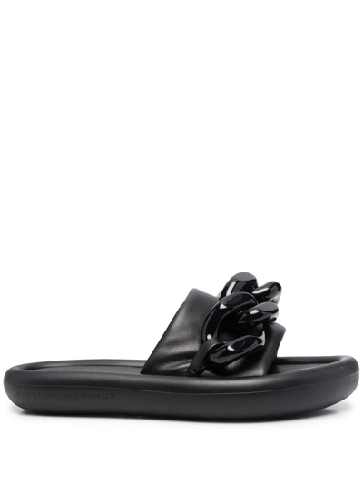 Shop Stella Mccartney Chain-embellished Air Slides In Black