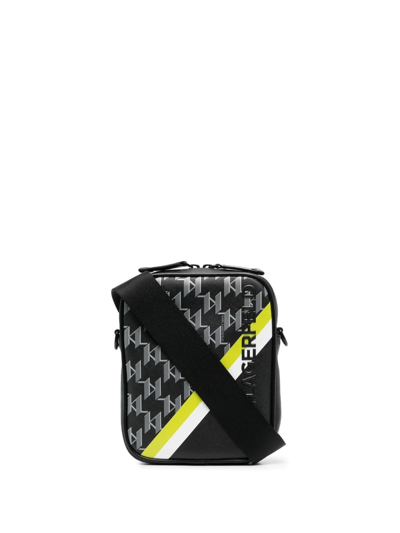 Shop Karl Lagerfeld Monogram-pattern Shoulder Bag In Black