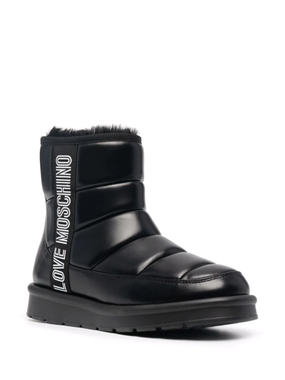 Shop Love Moschino Logo-print Chunky Boots In Black