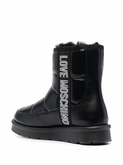 Shop Love Moschino Logo-print Chunky Boots In Black