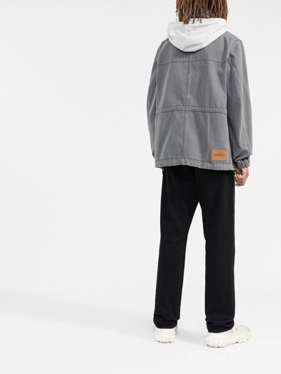 Shop Kenzo Zip-up Hooded Jacket In Grey