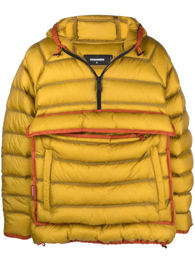 Shop Dsquared2 Contrasting-trim Padded Coat In Yellow