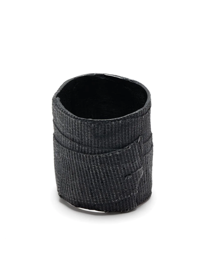 Shop Detaj Textured Sterling Silver Ring In Black