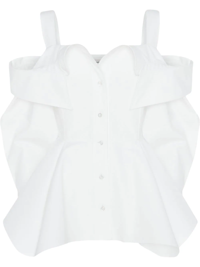 Shop Alexander Mcqueen Deconstructed Peplum-hem Shirt In White