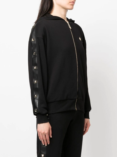 Shop Philipp Plein Studded Zip-front Hoodie In Black