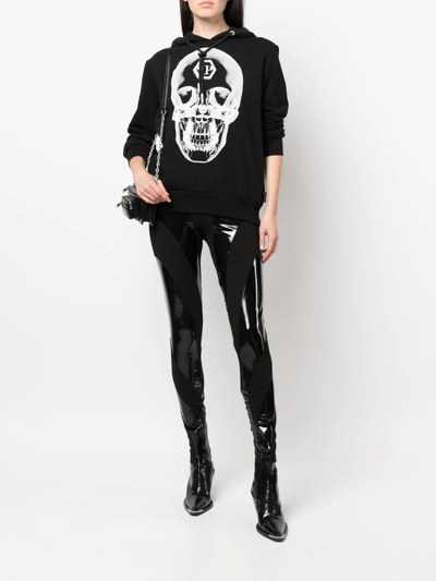 Shop Philipp Plein Skull-print Cotton Hoodie In Black