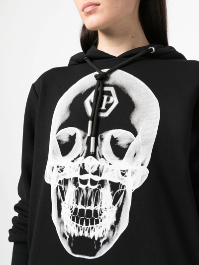 Shop Philipp Plein Skull-print Cotton Hoodie In Black