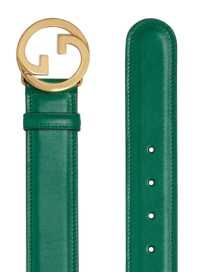 Shop Gucci Blondie Leather Belt In Green