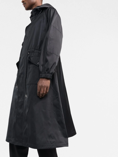 Shop Alexander Mcqueen Drawstring Waist Hooded Coat In Black