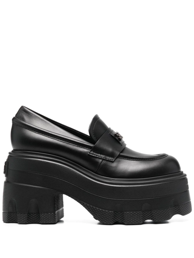 Shop Casadei Rock 110mm Platform Loafers In Black