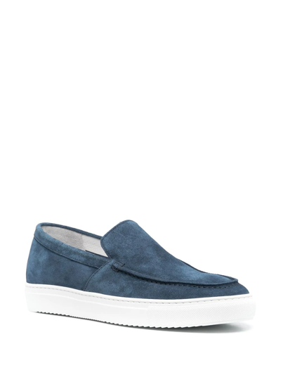 Shop Doucal's Almond-toe Suede Loafers In Blue