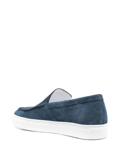 Shop Doucal's Almond-toe Suede Loafers In Blue