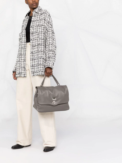 Zanellato Postina Rimboccata Tokyo Baby Leather Handbag In Grey