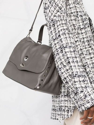 Zanellato Postina Rimboccata Tokyo Baby Leather Handbag In Grey