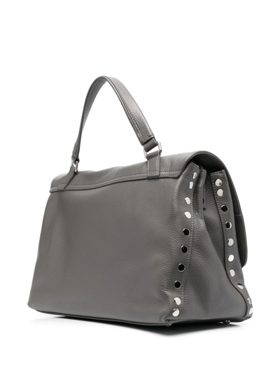 Zanellato Postina Rimboccata Tokyo Baby Leather Handbag In Grey