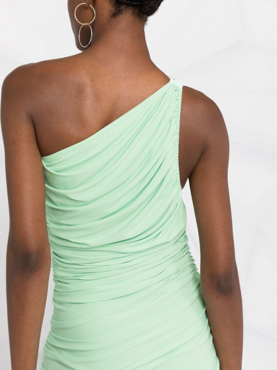 Shop Norma Kamali Diana One-shoulder Dress In Green