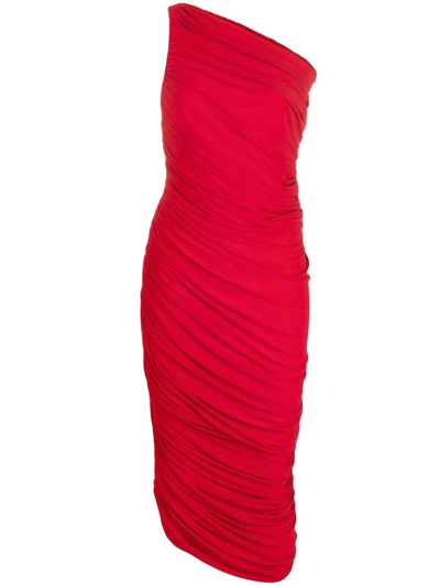 Shop Norma Kamali Diana One-shoulder Dress In Red