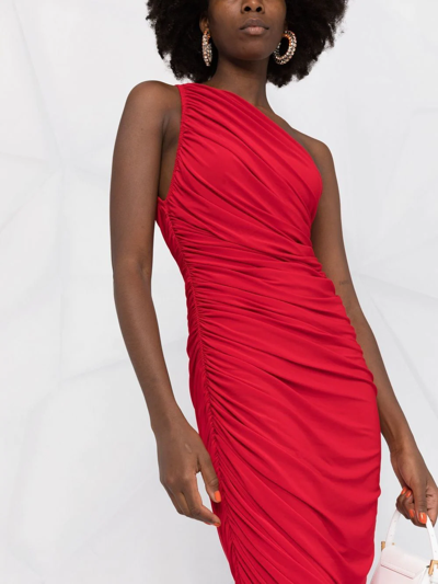 Shop Norma Kamali Diana One-shoulder Dress In Red