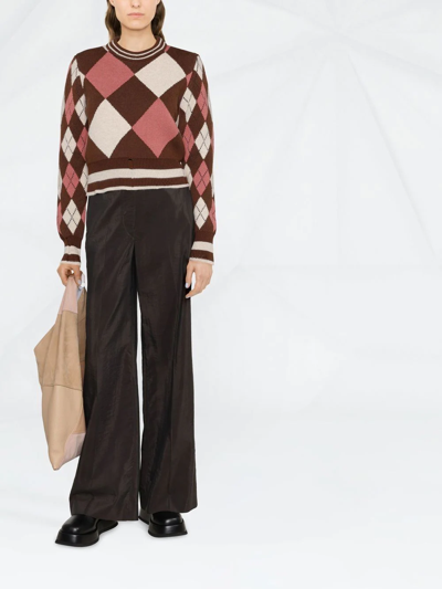 Shop Golden Goose Intarsia-knit Long-sleeve Jumper In Brown