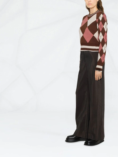 Golden Goose Intarsia-knit Long-sleeve Jumper In Brown